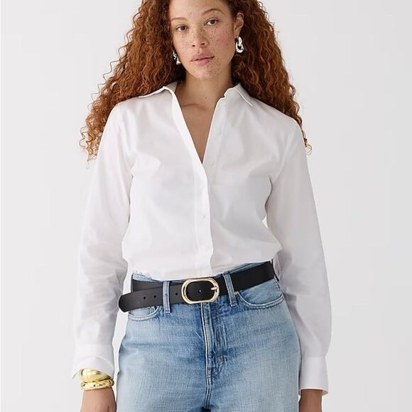 NWT J CREW Wren slim shirt in stretch cotton poplin in white - Picture 1 of 7